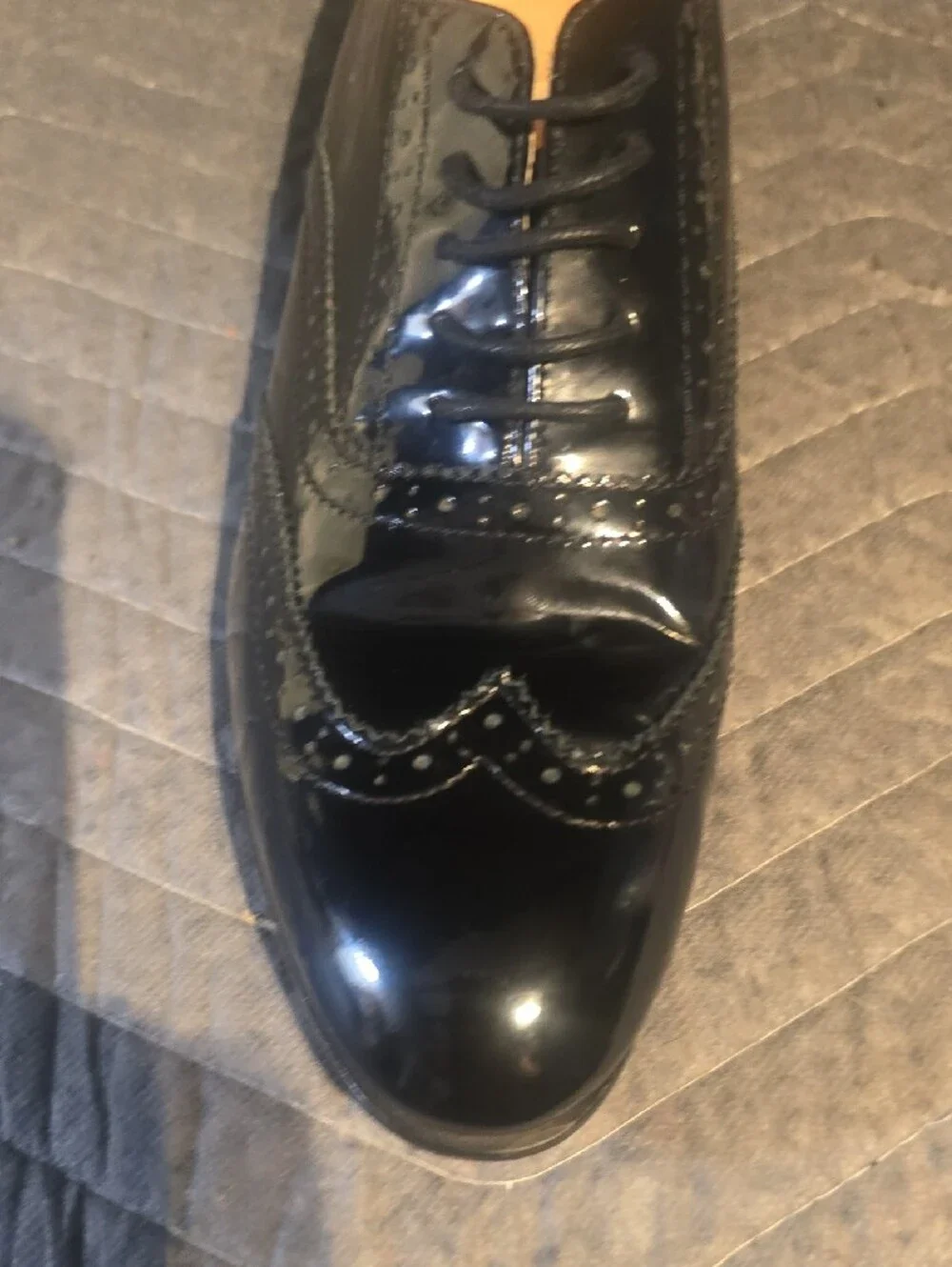 J. Crew Womans Black Patent Wingtip Oxfords